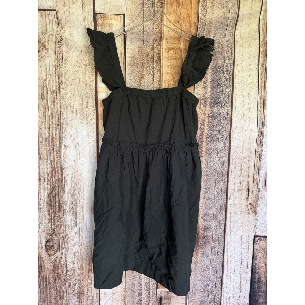 Madewell Flutter Sleeve Square Neck Mini Dress Black Summer Boho Versatile Small